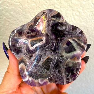 Beautiful dream, amethyst, crystal flower bowl, deep purple